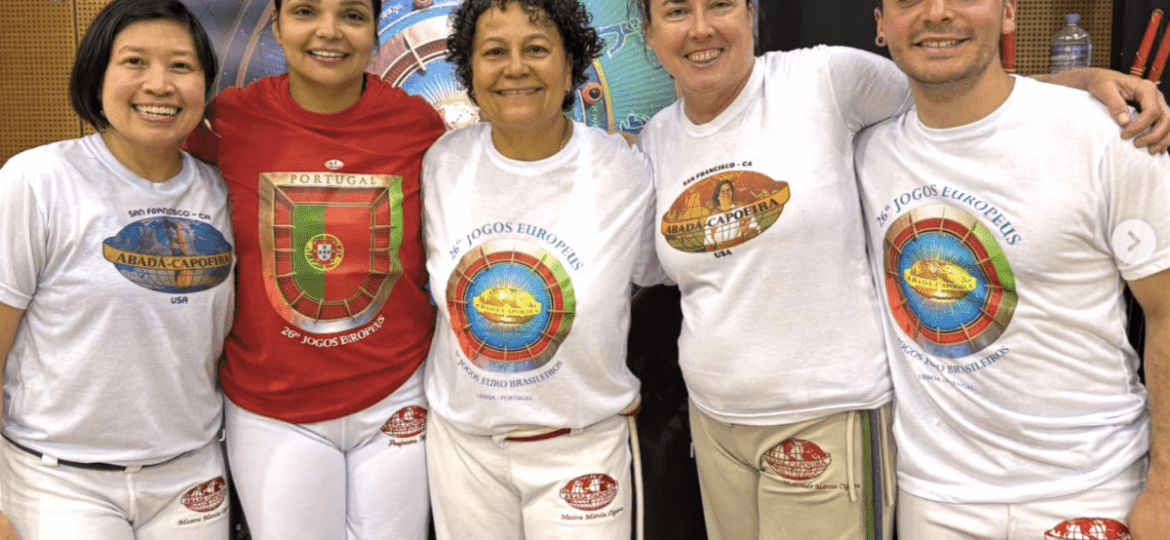 Photo from left to right: Graduada Azeitona, Professora Minnie, Mestra Cigarra, Graduada Tinta and Aluno Penguim at the 2025 Jogos Europeus in Lisbon